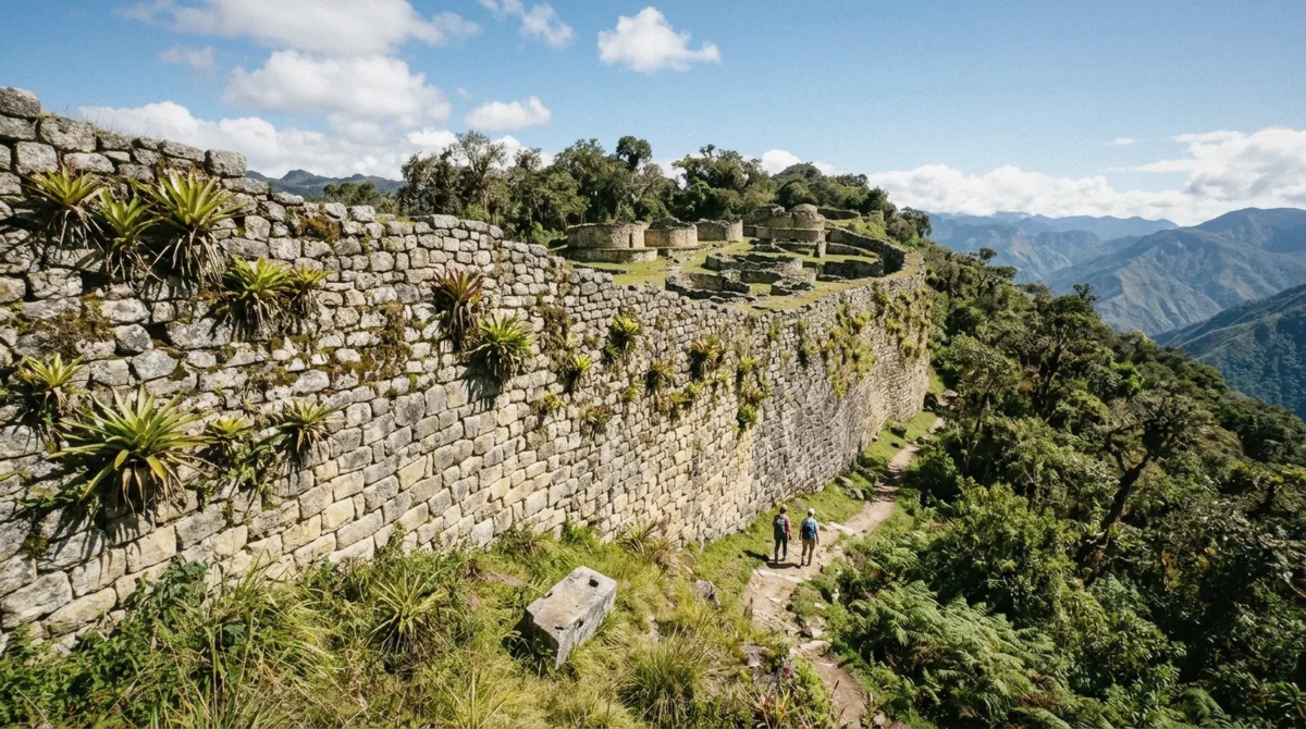 Kuelap's circular stone houses on the ridge above the Utcubamba valley, the second full day most travellers add to a Gocta waterfall trip from Chachapoyas